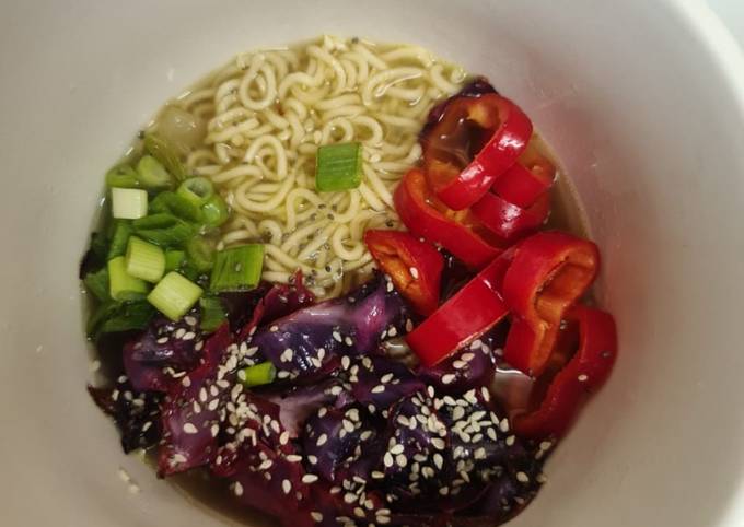 Vegetable broth with noodles and vegetables (Vegetable Ramen Bowl)