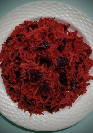 A picture of Beetroot Biryani pulao.