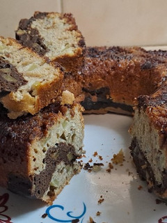 Una foto de Budín de manzanas procesadas marmolado