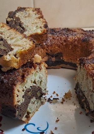 Una foto de Budín de manzanas procesadas marmolado