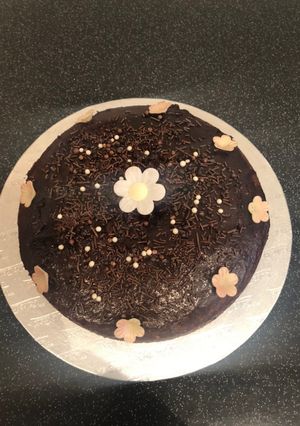A picture of Eggless chocolate cake.