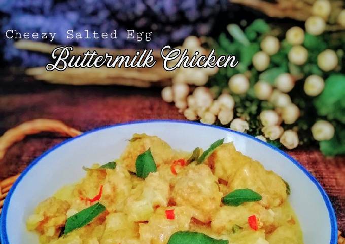 Cara Gampang Membuat Cheesy Salted Egg Buttermilk Chicken, Enak