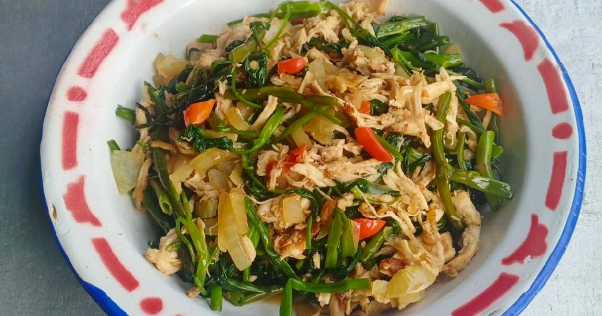 Resep Tumis Kangkung Ayam Suwir Oleh Widjie Astuti Cookpad