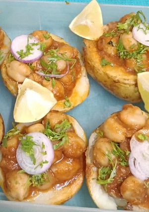 A picture of English Jacket Potato Bar with Indian flavours.