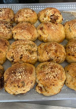 A picture of Moist Olive and SunDried Tomato Buns.