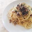 Spaghetti with oil sardine and mashroom