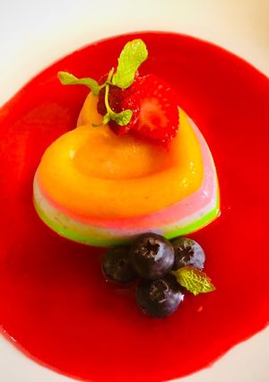 A picture of Multicolour fruit Pannacotta.