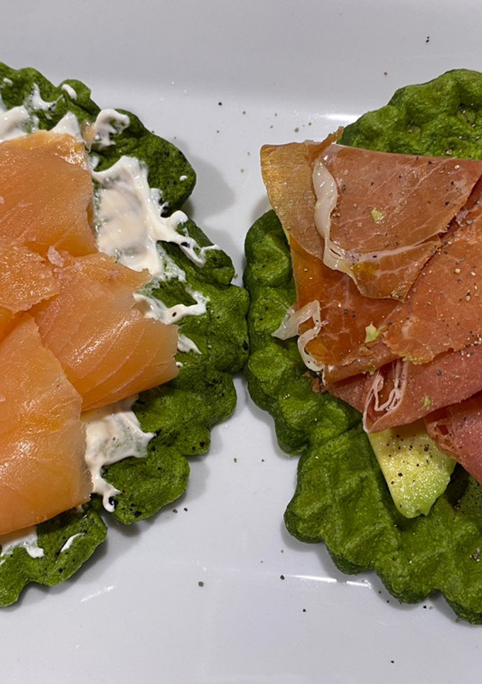 Una foto de Gofres de espinacas con solo 3 ingredientes