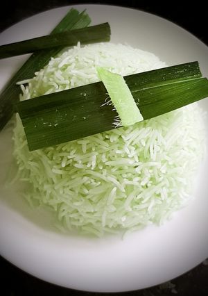 A picture of Pandan coconut milk rice.