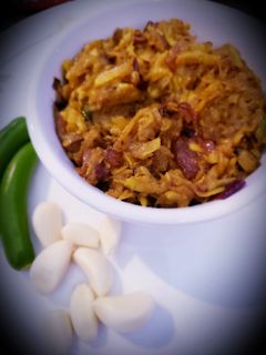 A picture of My guard bhurji or scramble bottle guard.