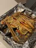 Steamed mackerel with herbs