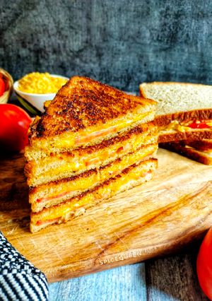 A picture of Cheese and Tomato Grilled Sandwich.