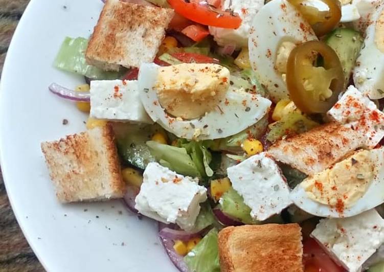 Step-by-Step Guide to Prepare Award-winning Breakfast Salad, Greek one with boiled eggs