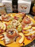 Bruschetta with Figs Wrapped in Prosciutto and with Peaches on Burrata and Bresaola