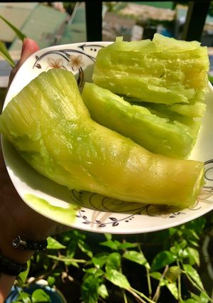 Hình của món Sắn om lá nếp cốt dừa.