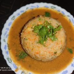 A picture of Plate Vegetables Idli and Rasam Chutney 😋.