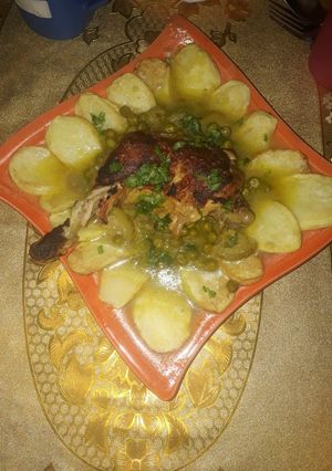 صورة لوصفة طجين الجلبان بالدجاج
