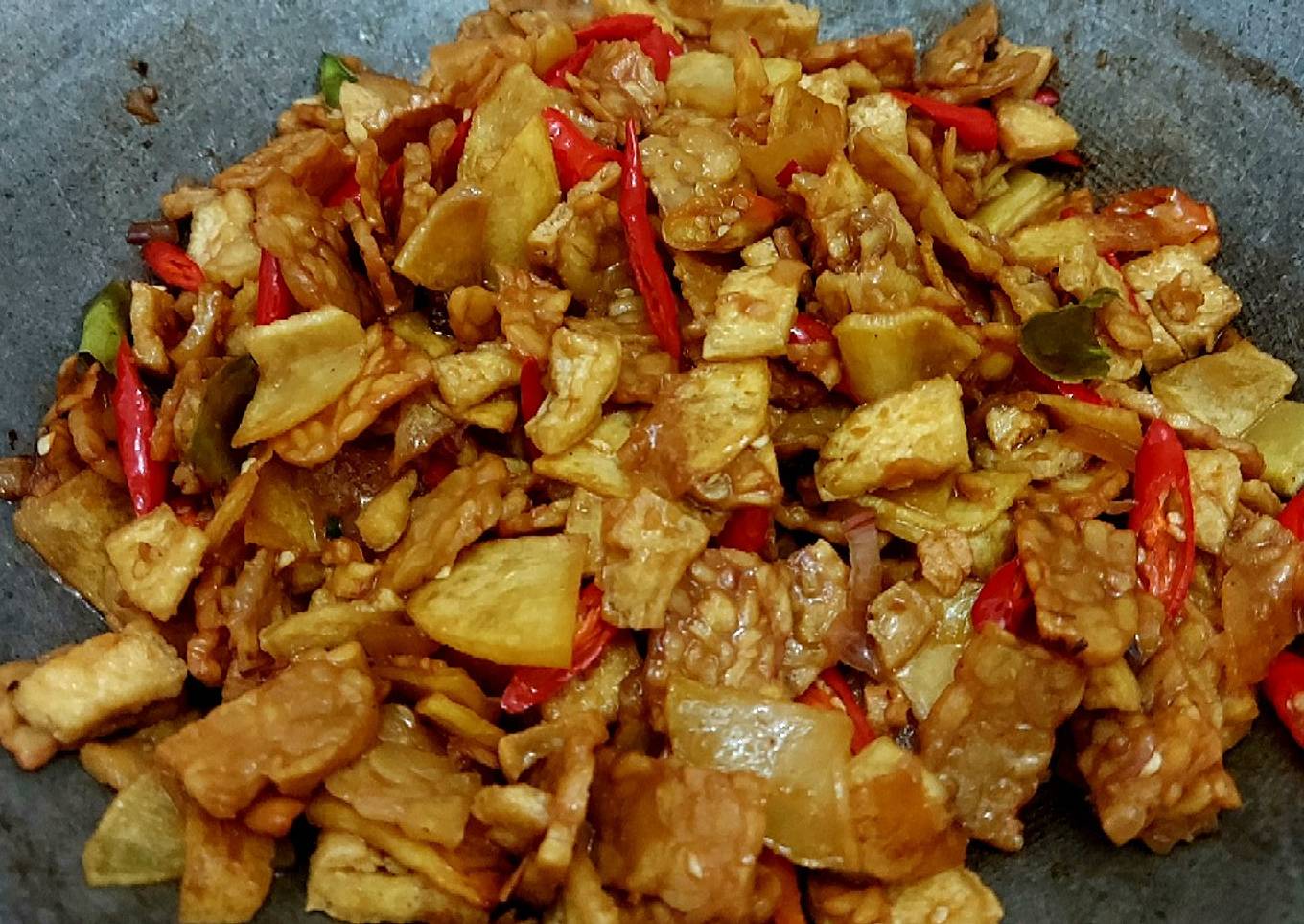 Resep Kering tempe kentang tahu basah Anti Gagal