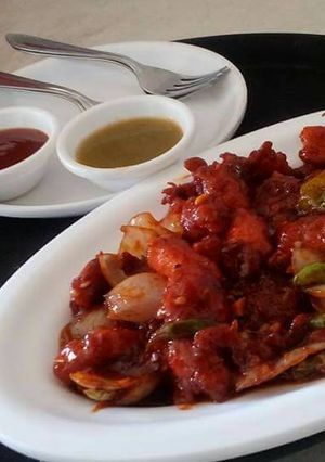 A picture of Paneer chilly restaurant style.