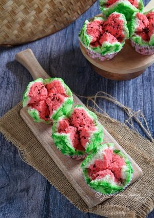 Foto resep Bolu Kukus Mekar (motif semangka)