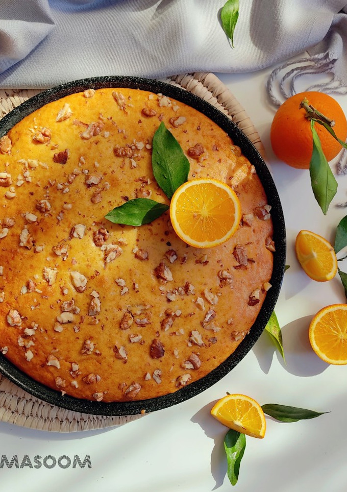 عکسی از دستور کیک پرتقال گردویی