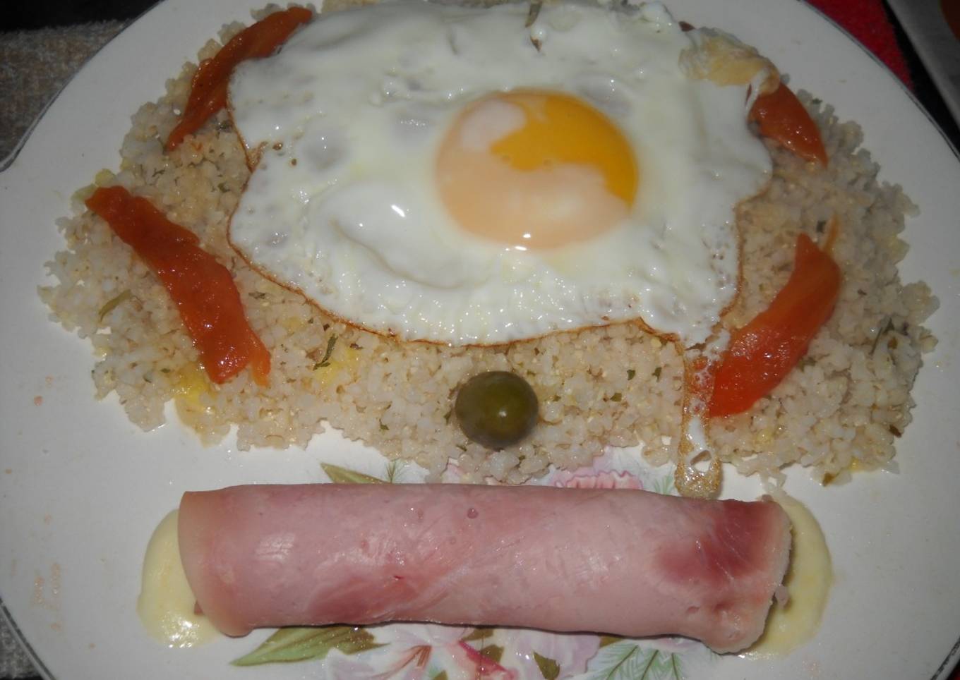 Arroz con salchicha rellena al micro