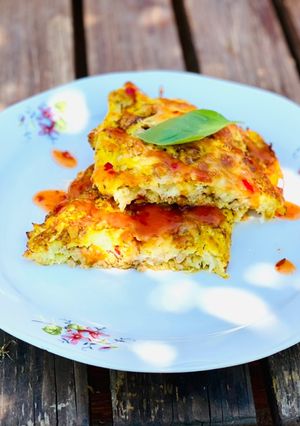 O poză a rețetei Clătită (împaturată) din dovlecel cu pui și mozzarella (fără gluten).