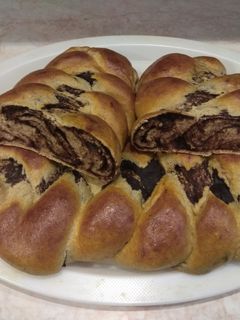 Csokis-diós fonott kalács diabetikusan recept fotója