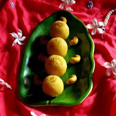 Kesariya Coconut Ladoo A picture of Kesariya Coconut Ladoo.