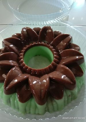 Foto resep Puding roti coklat pandan
