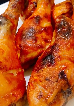 A picture of Hot and spicy bbq chicken drumsticks.