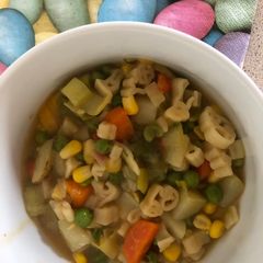 Vegetable stew with Animal Pasta A picture of Vegetable stew with Animal Pasta.