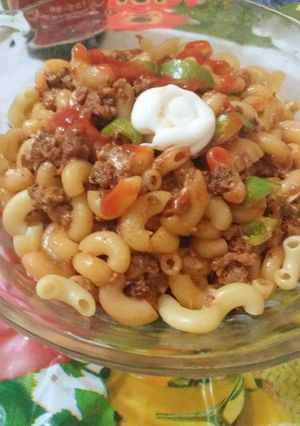 A picture of Mutton mince mecroni.