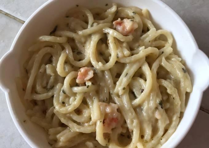 Kreasi MPASI : Spaghetti Udang Carbonara Simpel Cepat