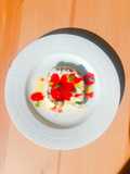 Ricotta and drunk strawberry open toast