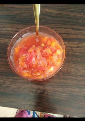 A picture of Fruit salad with fanta.