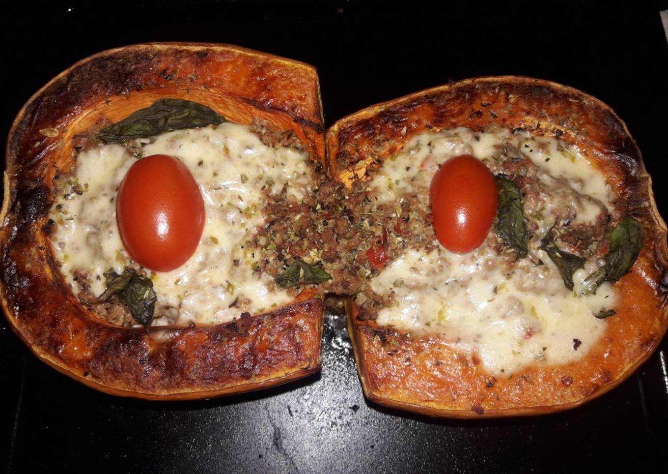 Calabaza rellena al horno