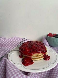 Una foto de Hot cakes de harina de arroz sin gluten y sin azúcar