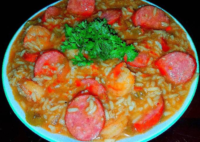 Steps to Prepare Ultimate Mike&#39;s EZ Shrimp &amp; Spicy Andouille Sausage Gumbo