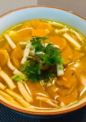 Hình của món Canh bí đỏ nấu nấm.