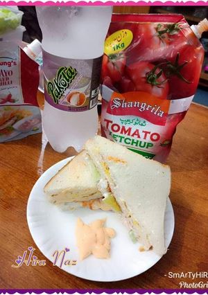 A picture of Chicken With Egg Mayo Sandwich.                 .
