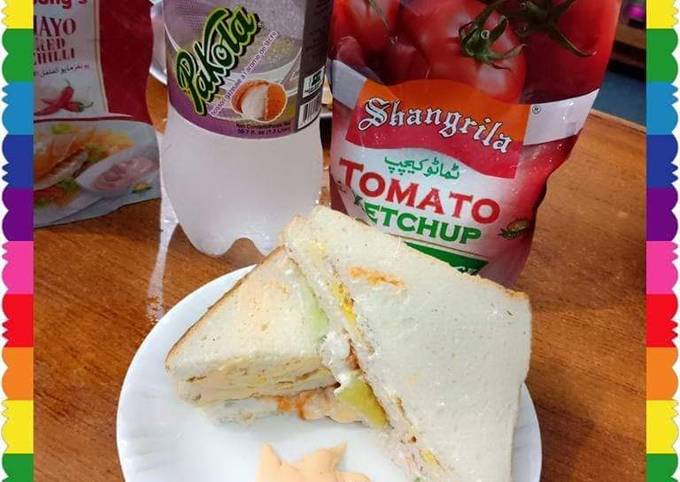 Chicken With Egg Mayo Sandwich. Recipe