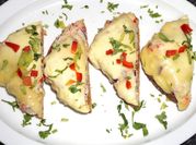 A picture of cheese bread slices