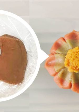 Une photo de Fleur gâteaux comme Nerikiri-Wagashi en Marron purée et farine blanche