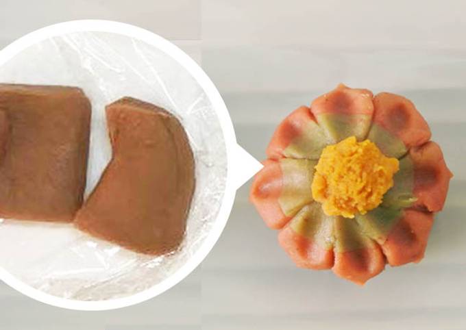 Fleur gâteaux comme Nerikiri-Wagashi en Marron purée et farine blanche