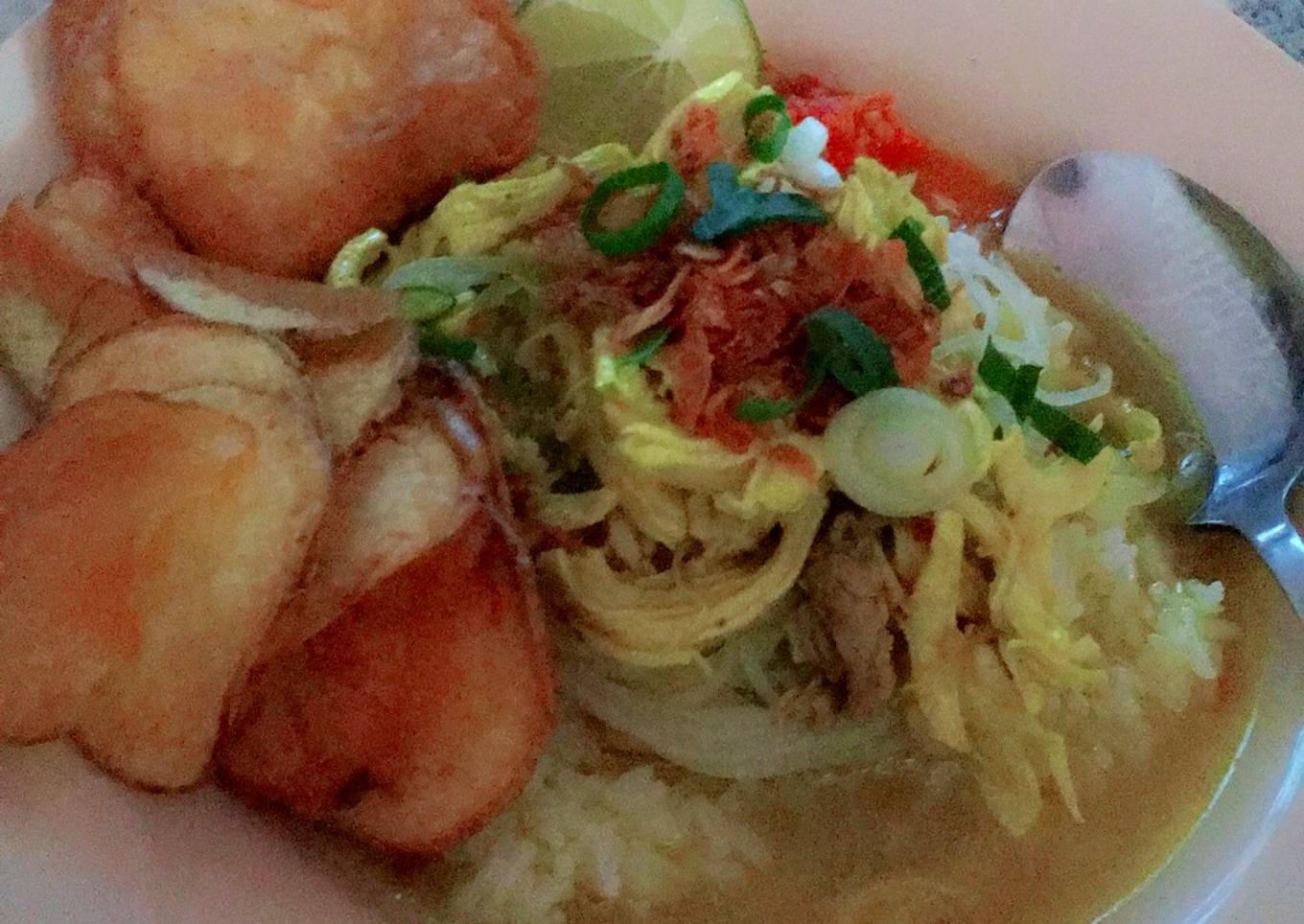 Soto ayam dgn keripik kentang