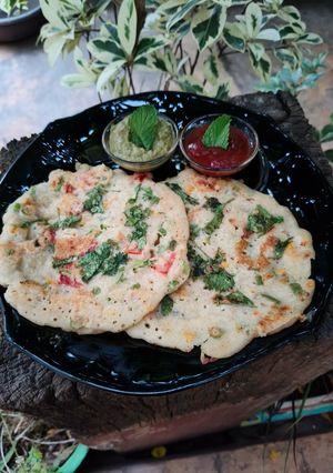A picture of Oats veggies chilla.