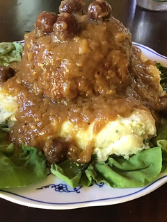 A picture of California Farm Stuffed Lamb or Pork Meatball Dinner.