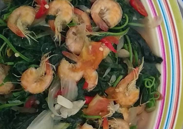 Resep Oseng Bayam Udang Saos Tiram #5reseppertamaku Lezat