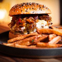 A picture of Bacon jam burger.